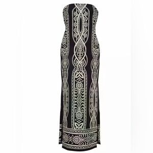 Cara Cara Black Dress with Cream Ornate Pattern